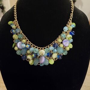 Elegant Gold and Blue Beaded Necklace